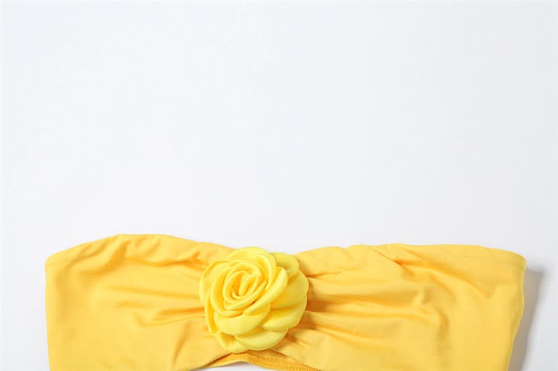 Flower applique self tie short pant set