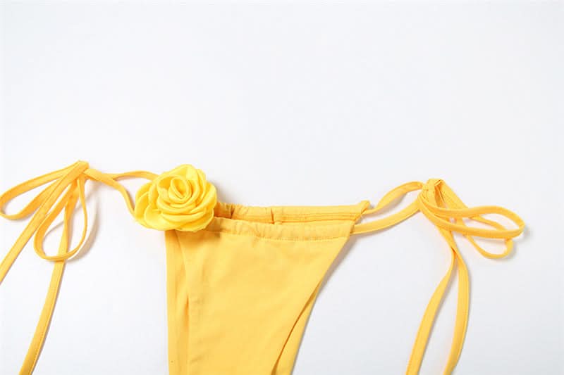 Flower applique self tie short pant set