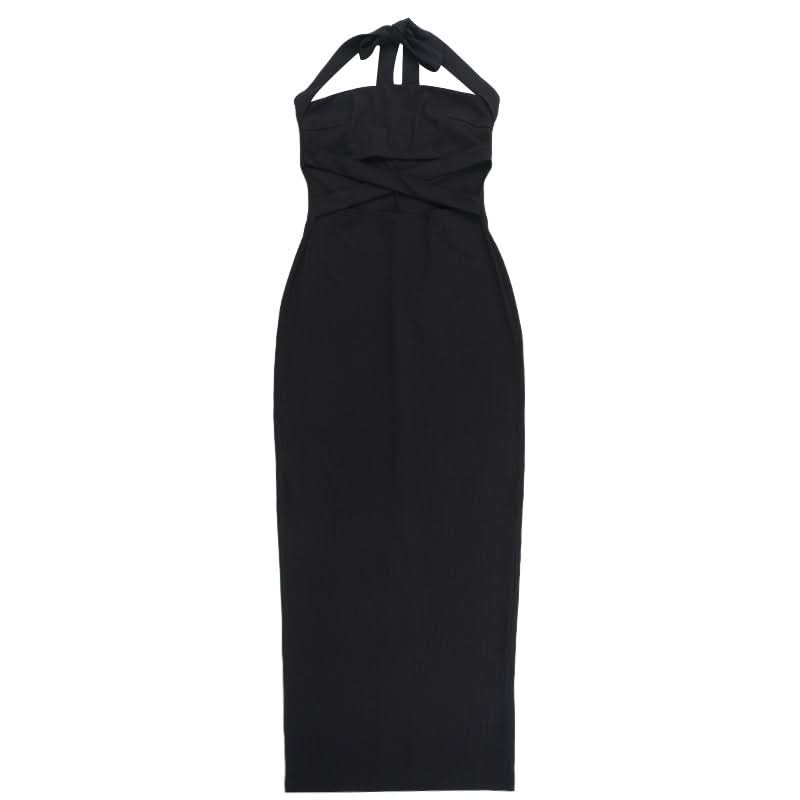 Halter cross front hollow out cut out maxi dress