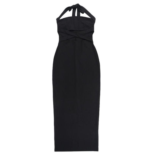Halter cross front hollow out cut out maxi dress