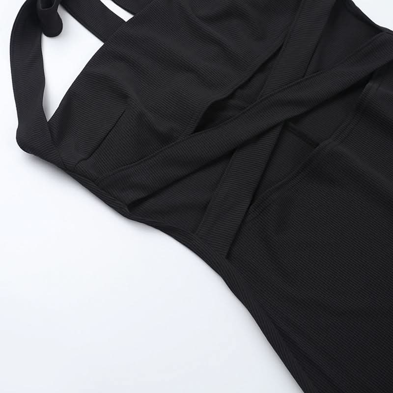 Halter cross front hollow out cut out maxi dress