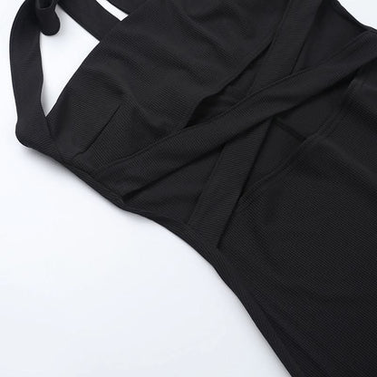 Halter cross front hollow out cut out maxi dress