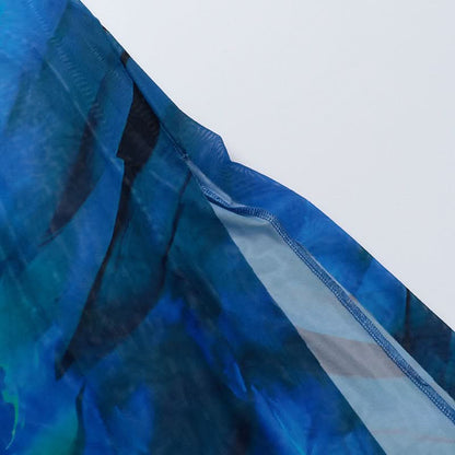 Cowl neck high slit mesh o ring contrast cami maxi dress