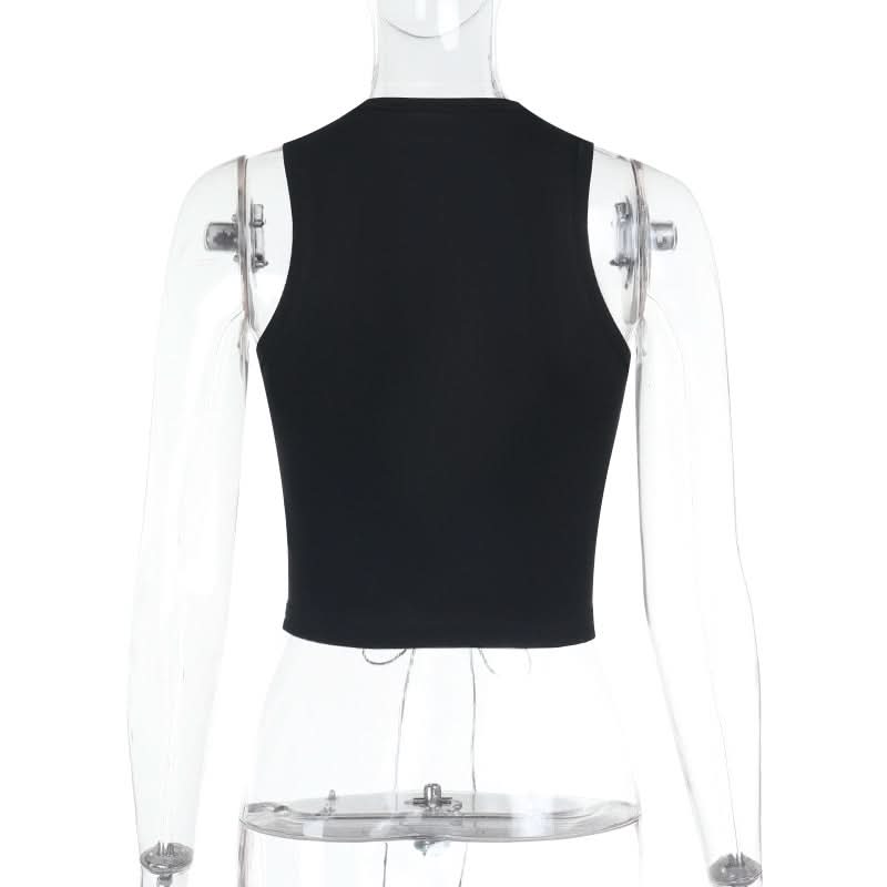 Lace up hollow out ruffle solid crop cut out top