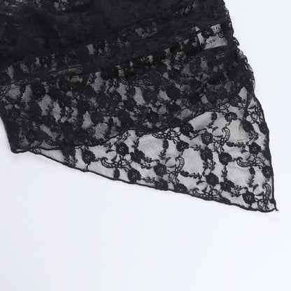 Irregular lace see through solid tube top