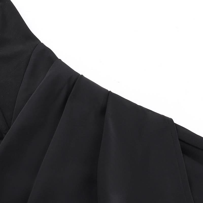 Slit zip-up lace ruched halter backless midi dress