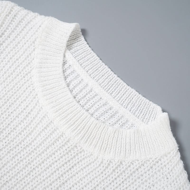 Long sleeve hollow out crewneck knitted cut out top