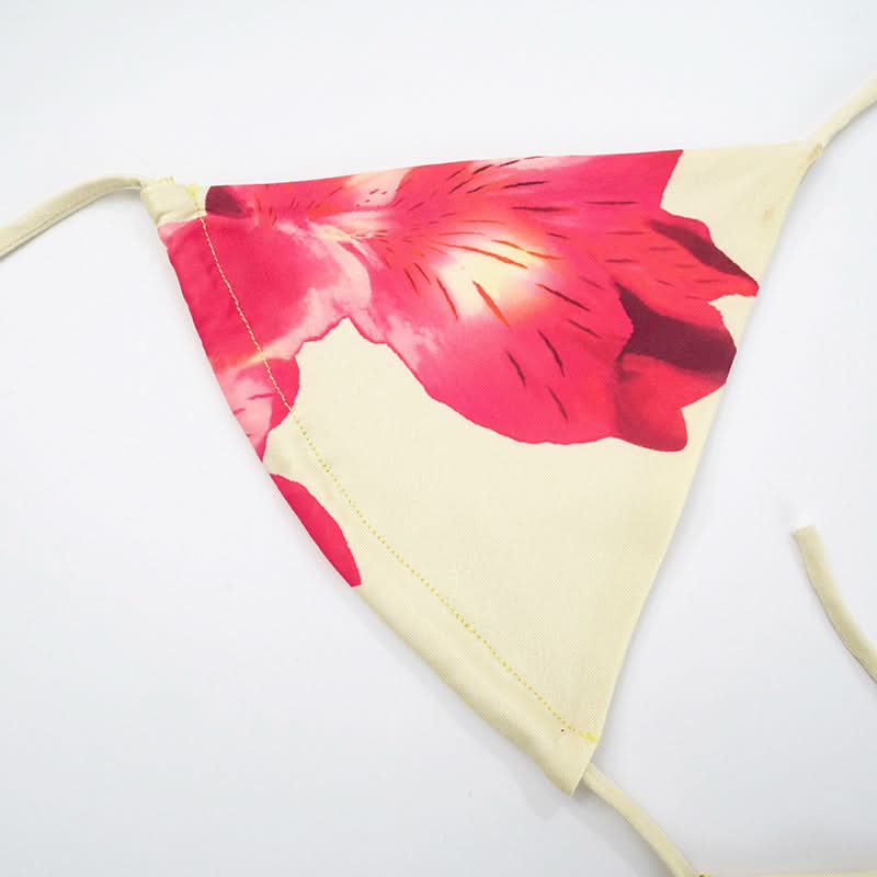 Halter self tie v neck print 3 piece maxi skirt set