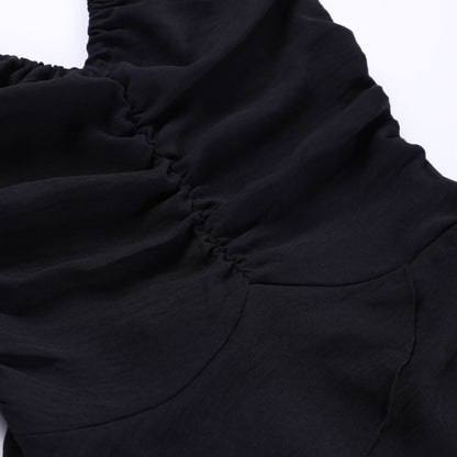 Ruched v neck irregular backless cami mini dress