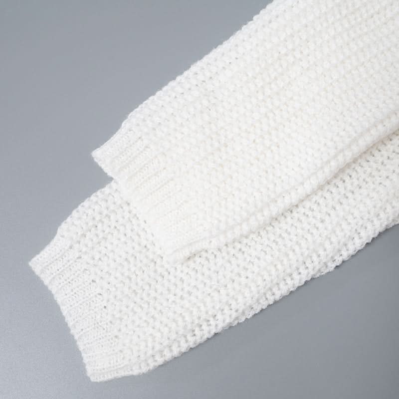 Long sleeve hollow out crewneck knitted cut out top