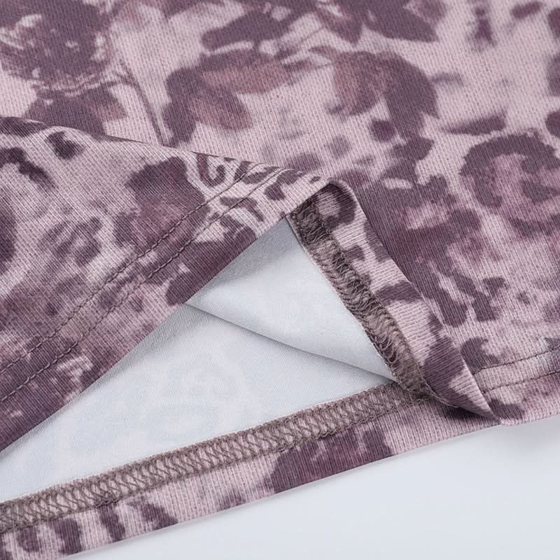 Lace hem v neck bowknot print cami top