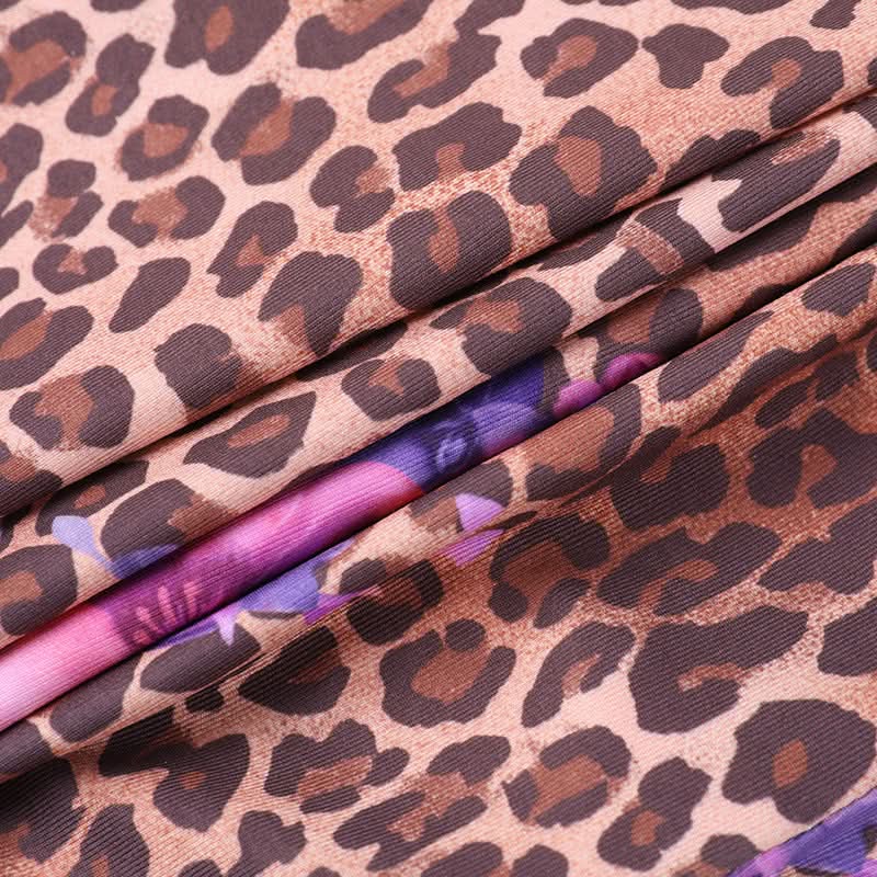 Leopard print ruched sweetheart neck tube mini skirt set