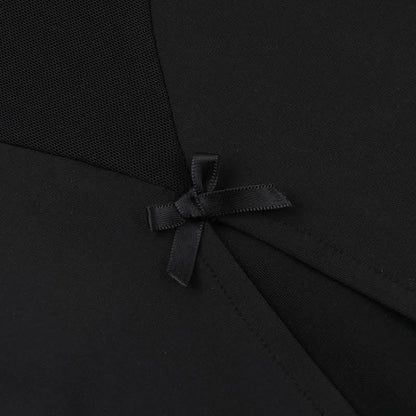 Bowknot v neck lace hem slit cami mini dress