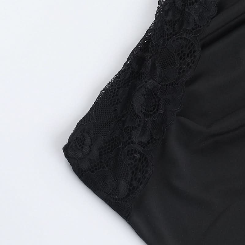 Irregular one shoulder lace solid top