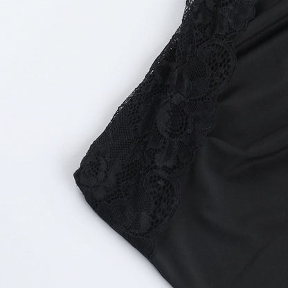 Irregular one shoulder lace solid top