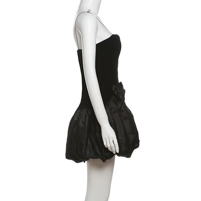 V neck bowknot cami mini dress