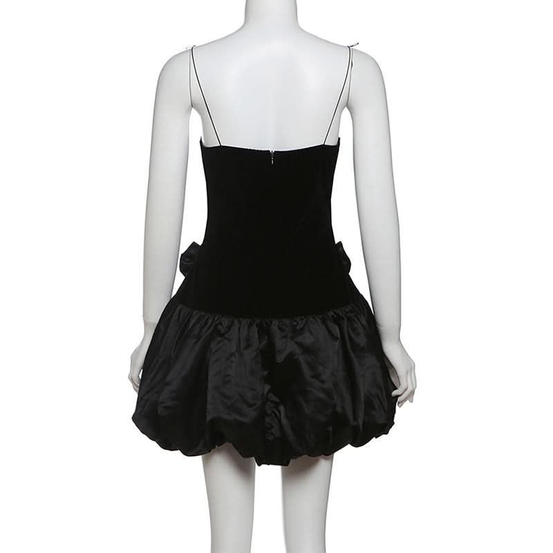 V neck bowknot cami mini dress