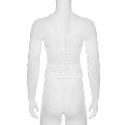 Sweetheart neck drawstring self tie top
