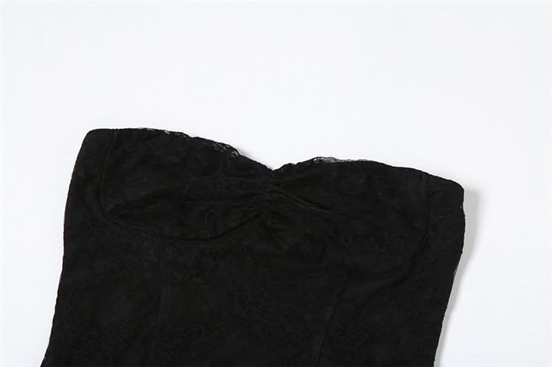 Sweetheart neck mesh ruffle mini dress
