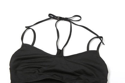 Halter metal tag hollow out cami cut out top