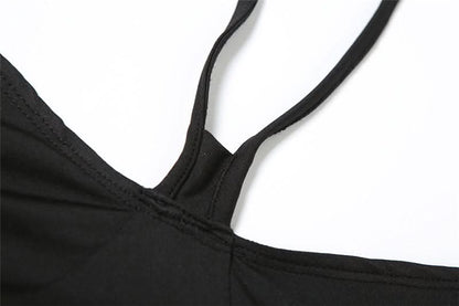 Halter metal tag hollow out cami cut out top