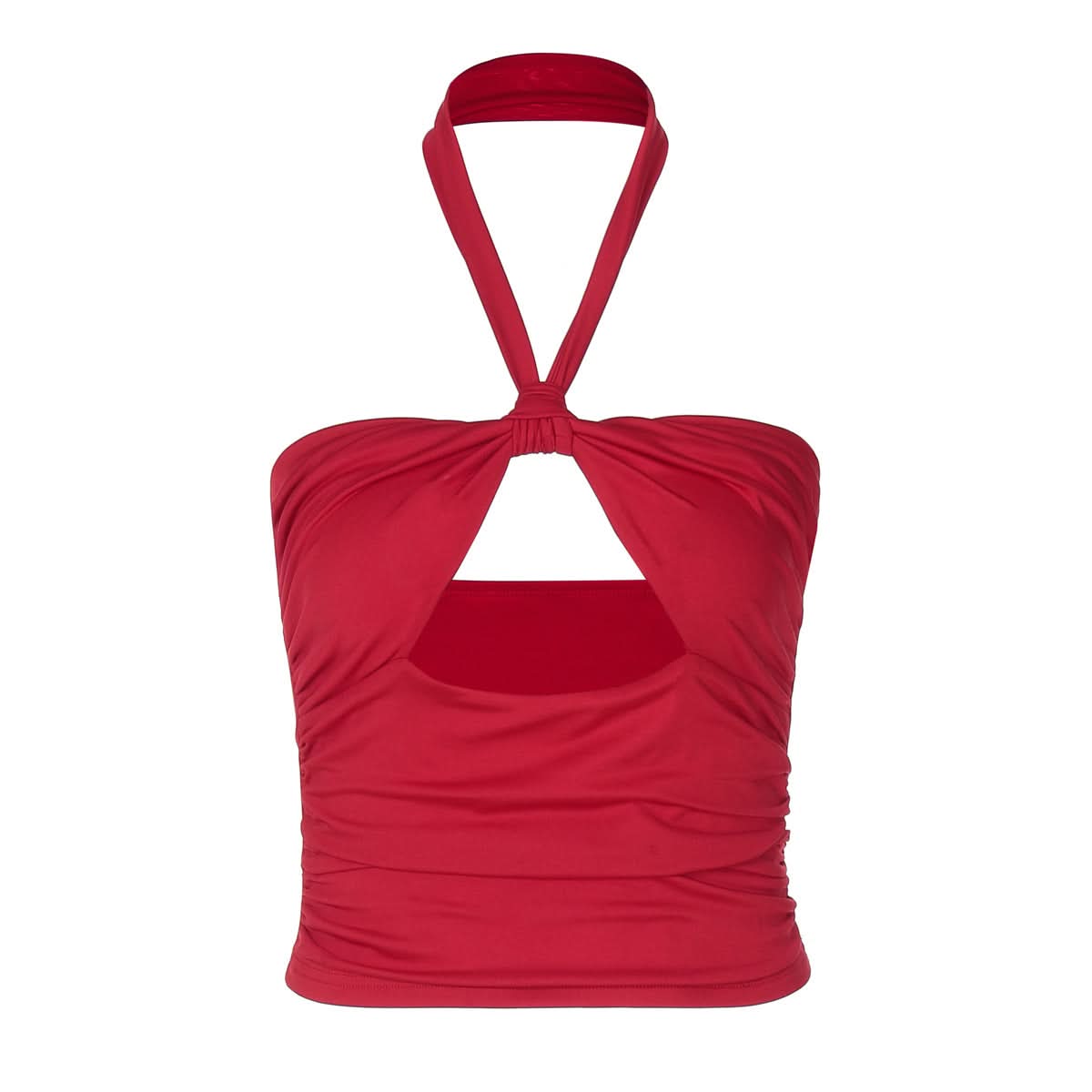 Halter hollow out ruched backless cut out top