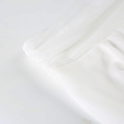 Flower applique mesh ruffle mini skirt