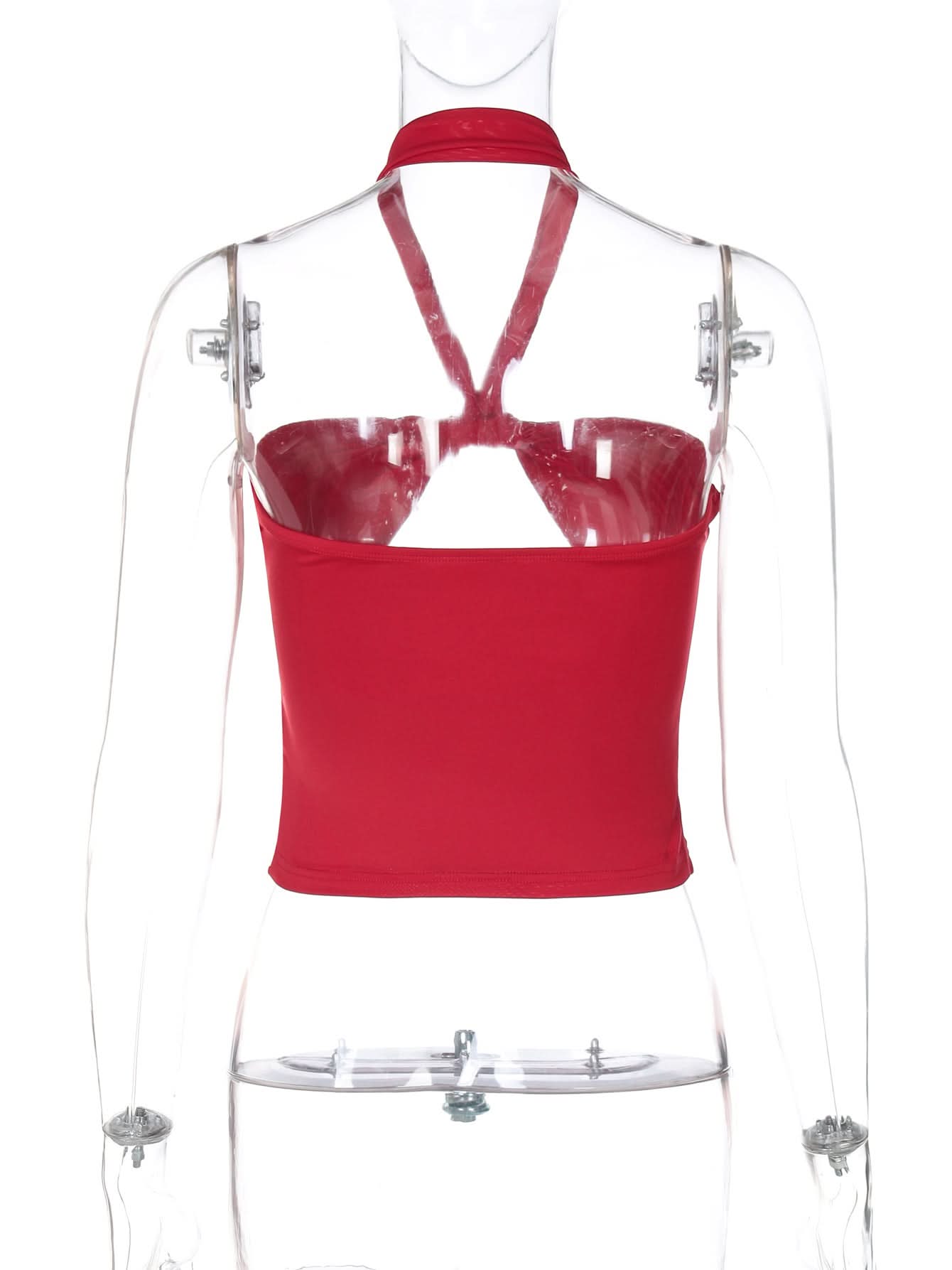 Halter hollow out ruched backless cut out top