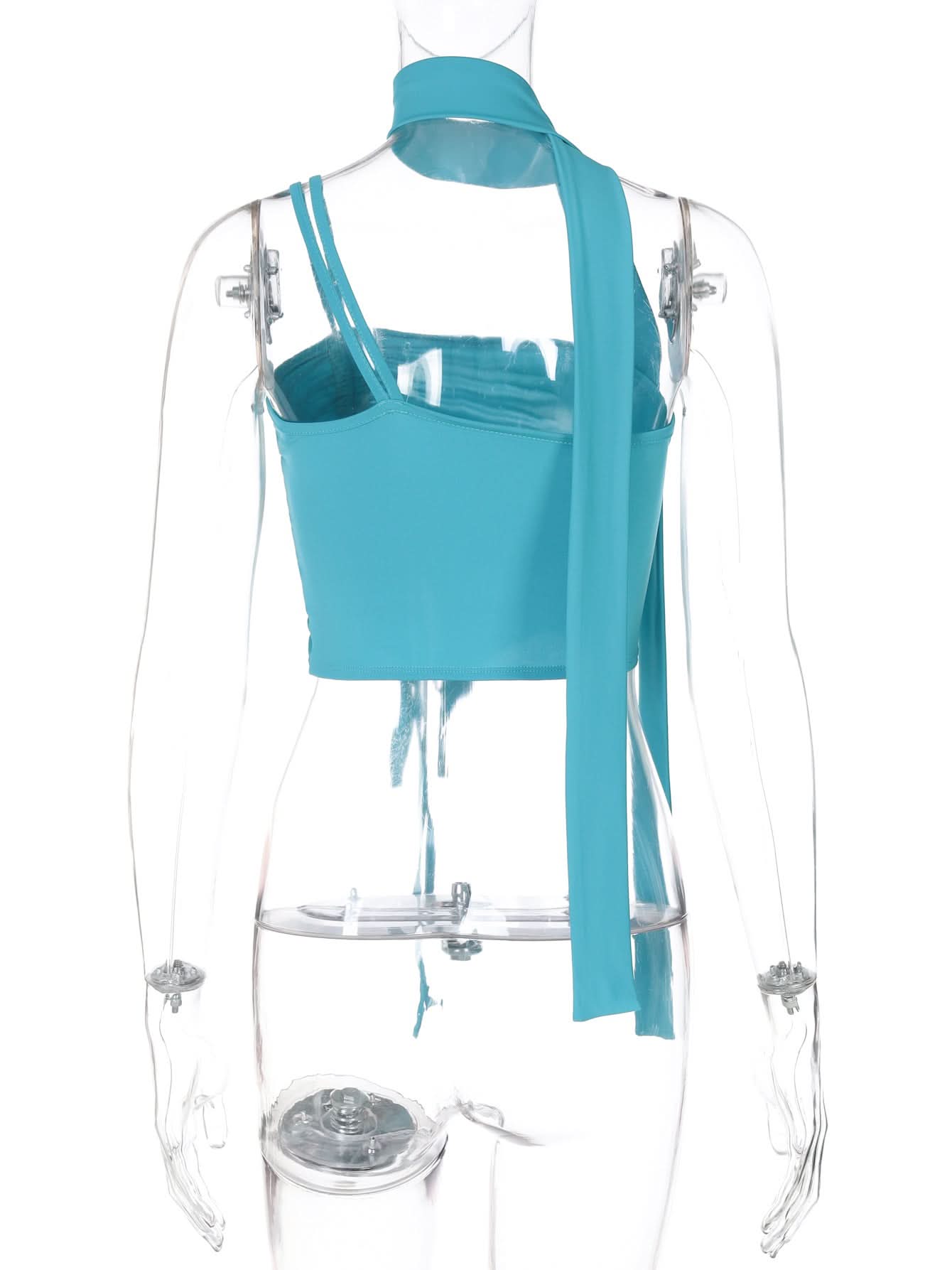 One shoulder ruched drawstring crop top