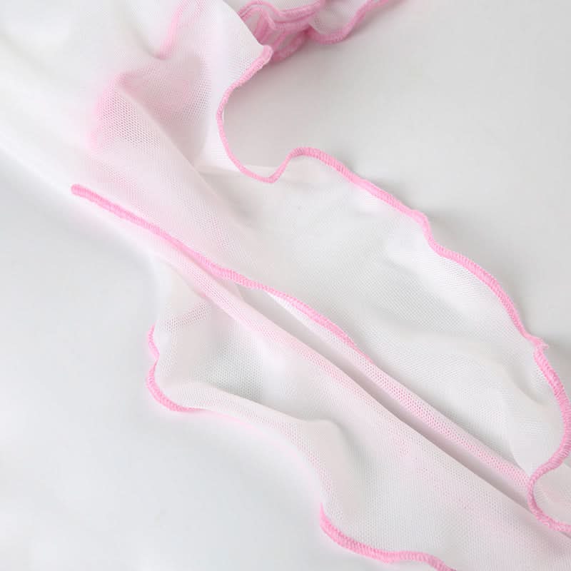 Flower applique mesh ruffle mini skirt