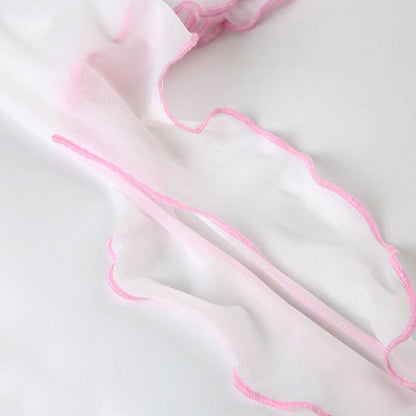 Flower applique mesh ruffle mini skirt