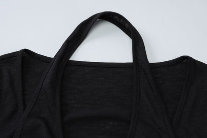Long sleeve halter solid top