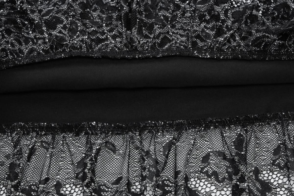 Off shoulder hollow out lace mini skirt set