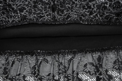 Off shoulder hollow out lace mini skirt set