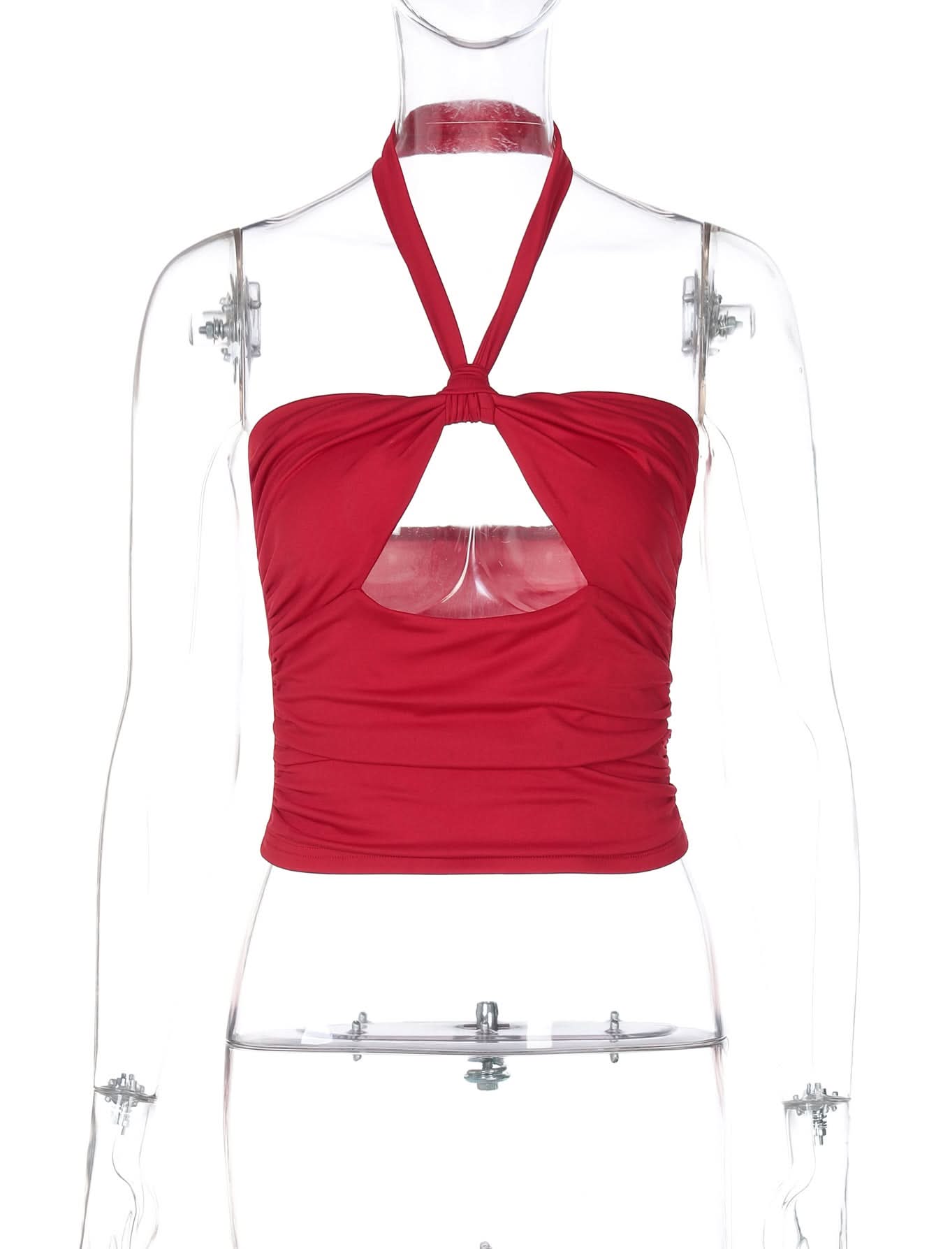 Halter hollow out ruched backless cut out top