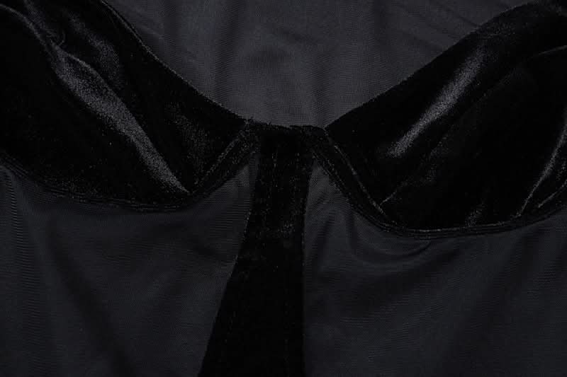 Long sleeve hollow out velvet cut out mini dress