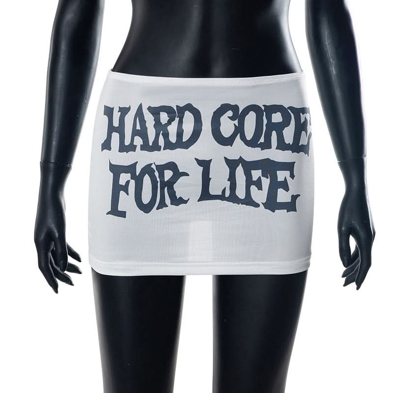 Sheer mesh letter pattern contrast mini skirt