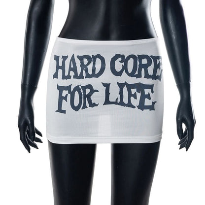 Sheer mesh letter pattern contrast mini skirt