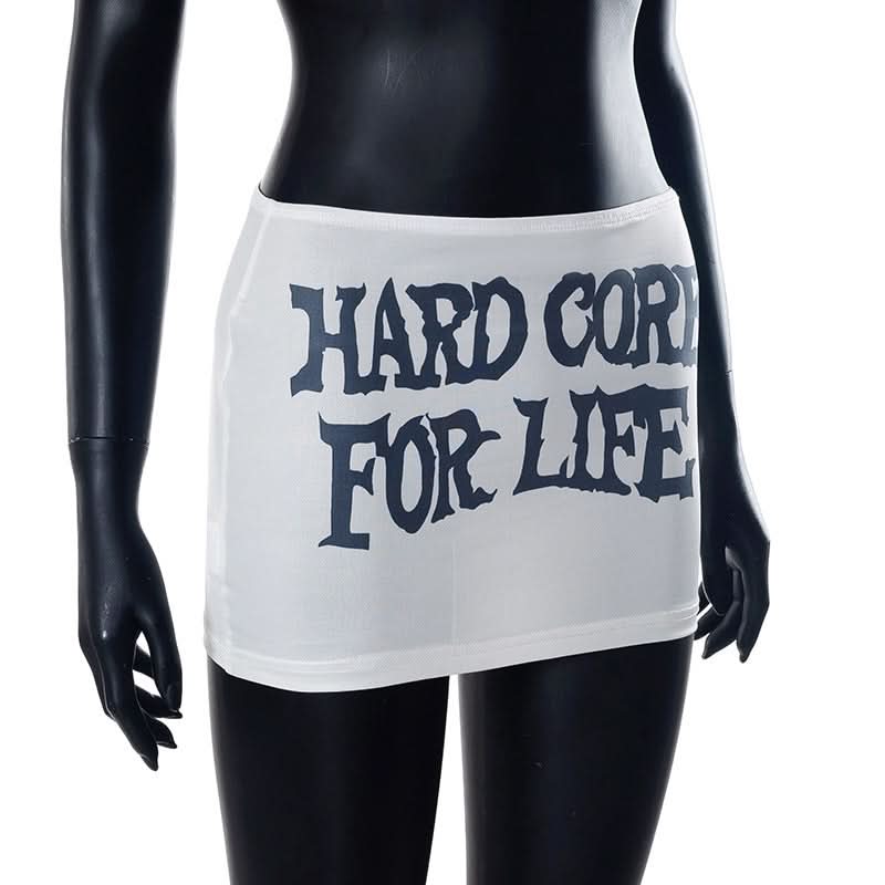 Sheer mesh letter pattern contrast mini skirt