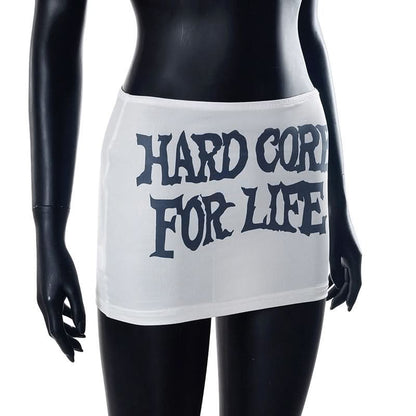 Sheer mesh letter pattern contrast mini skirt