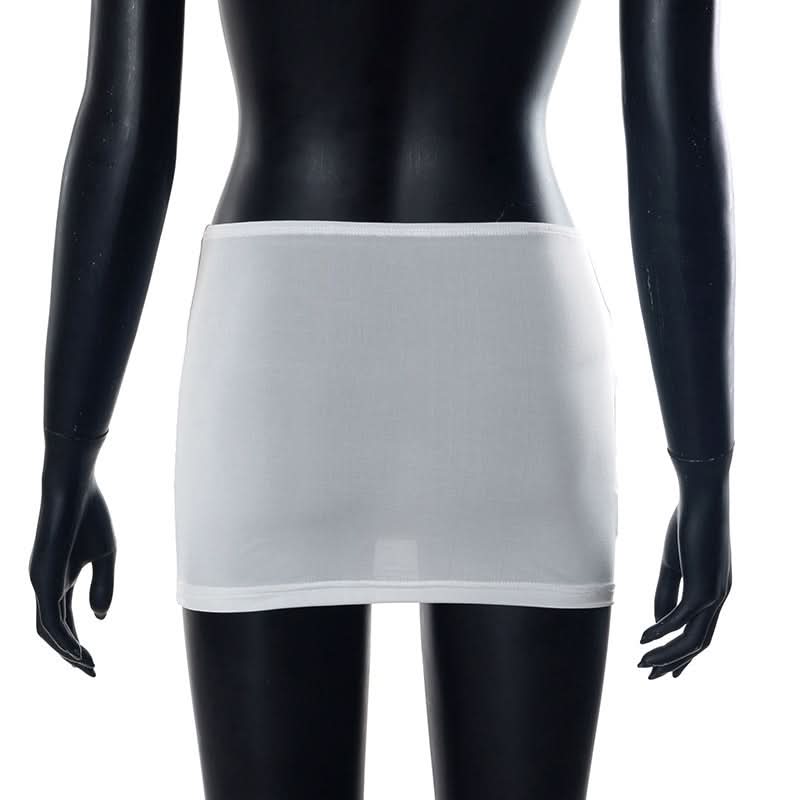Sheer mesh letter pattern contrast mini skirt