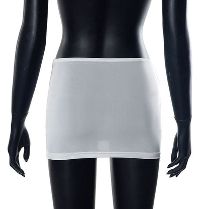 Sheer mesh letter pattern contrast mini skirt