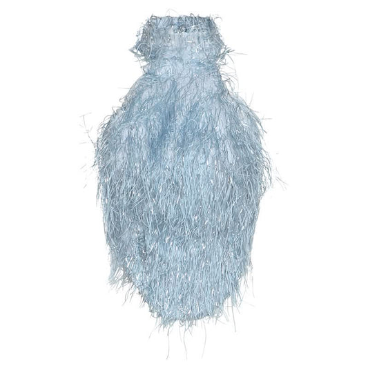 Halter fluffy backless crop top