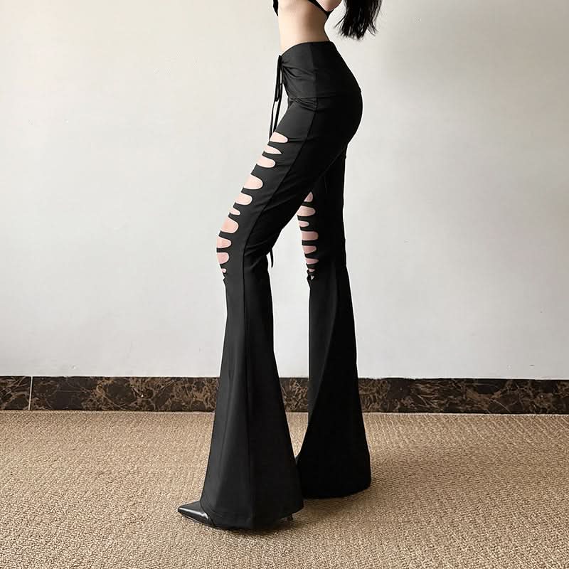 Self tie hollow out medium rise pant