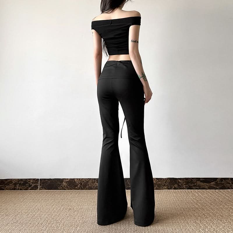 Self tie hollow out medium rise pant