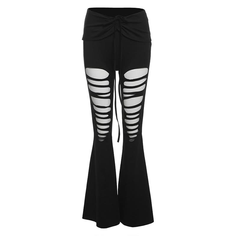 Self tie hollow out medium rise pant