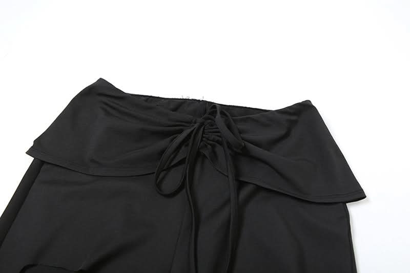 Self tie hollow out medium rise pant