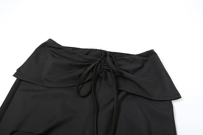 Self tie hollow out medium rise pant