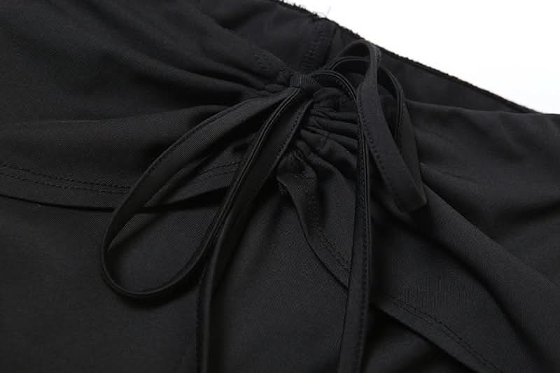 Self tie hollow out medium rise pant