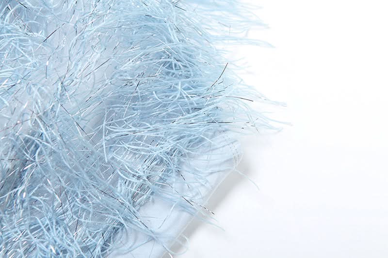 Halter fluffy backless crop top